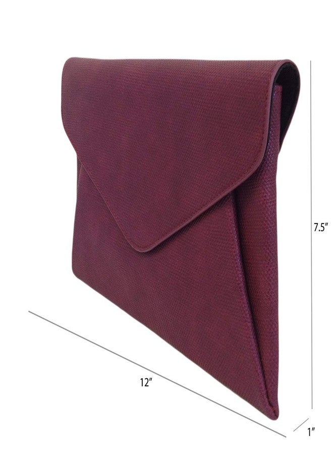 JNB Envelope Clutch Purse, Synthetic Leather Double Pocket Design with Magnetic Snap, 21 Inch Chain Strap, Slim Evening Crossbody for Women, Burgundy - Image 3
