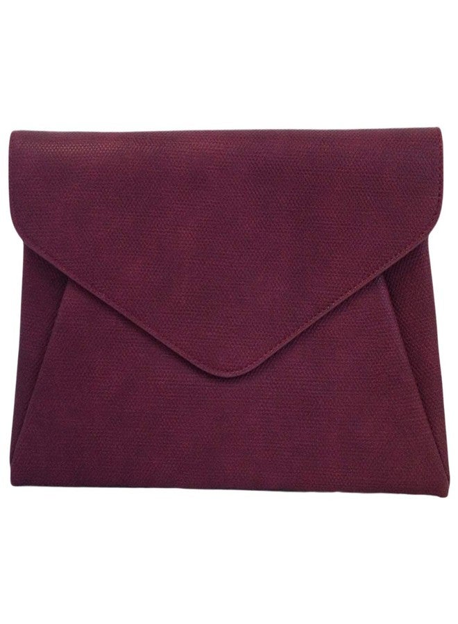 JNB Envelope Clutch Purse, Synthetic Leather Double Pocket Design with Magnetic Snap, 21 Inch Chain Strap, Slim Evening Crossbody for Women, Burgundy - Image 1