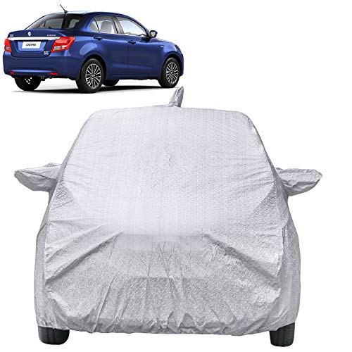 The Autostory Waterproof Car Body Cover Compatible with Maruti Suzuki Swift Dzire (2017 to 2021) with Mirror & Antenna Pockets (Shinning Silver) - Image 1