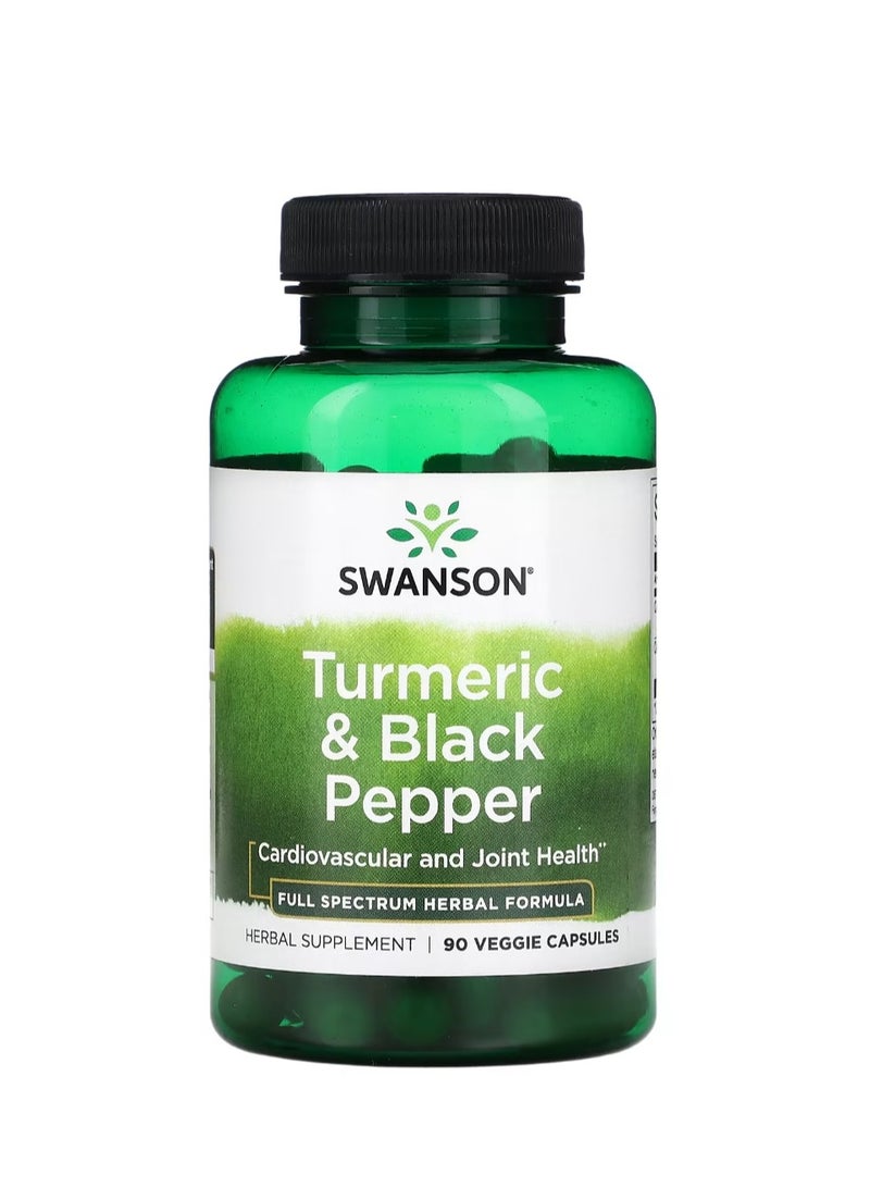 سوانسون الكركم والفلفل الأسود 90 كبسولة نباتية - Image 1
