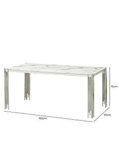 VANITY LIVING Dining Table Set 6 Seater - Seppio Chrome with Leon Grey Chairs  - Image 3