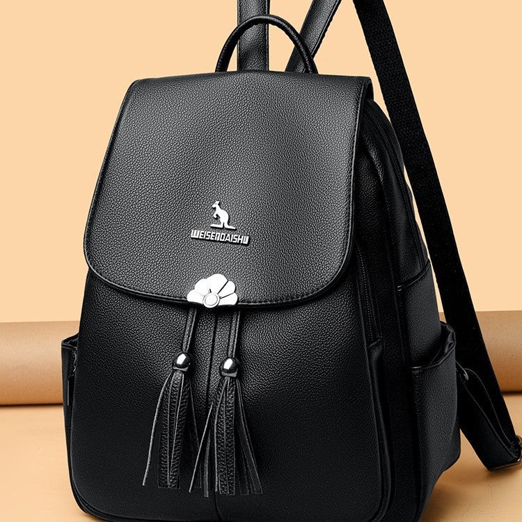 Women's Soft PU Leather Backpack - Large Capacity Waterproof Casual Travel Bag - Image 1