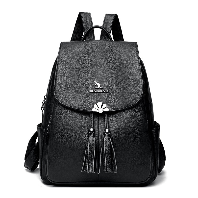 Women's Soft PU Leather Backpack - Large Capacity Waterproof Casual Travel Bag - Image 5