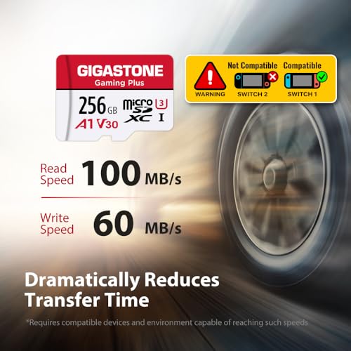 Gigastone بطاقة micro SD بسعة 256 جيجابايت من جيغاستون، جيمينغ بلس، بطاقة ذاكرة MicroSDXC لجهاز نينتندو سويتش 1، ستيم ديك، كاميرا داش، كاميرا أمنية، تسجيل فيديو بدقة 4K، UHS-I A1 U3 V30 C10، تصل إلى 100 ميجابايت/ثانية، مع محول - Image 4