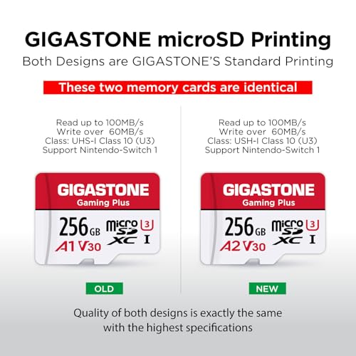 Gigastone بطاقة micro SD بسعة 256 جيجابايت من جيغاستون، جيمينغ بلس، بطاقة ذاكرة MicroSDXC لجهاز نينتندو سويتش 1، ستيم ديك، كاميرا داش، كاميرا أمنية، تسجيل فيديو بدقة 4K، UHS-I A1 U3 V30 C10، تصل إلى 100 ميجابايت/ثانية، مع محول - Image 2
