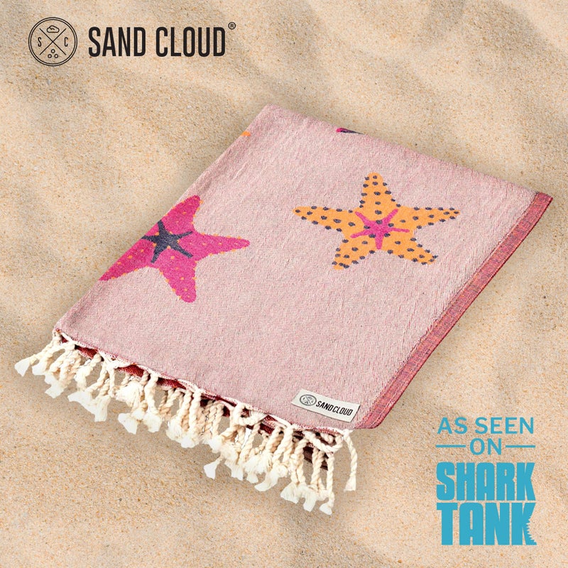 Sand Cloud Large Turkish Beach Towel - Sand Free - 100% Organic Turkish Cotton Yarn - Quick Dry Towel for Beach, Picnic, Blanket or Bath - As Seen on Shark Tank - Marine Life (Sea Star) - Image 2