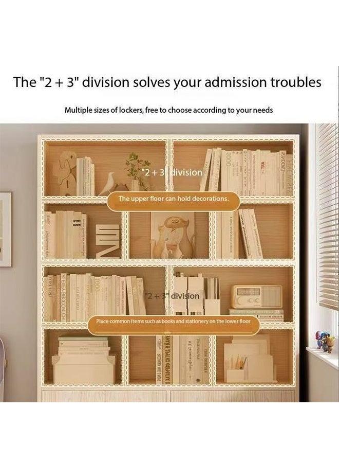JCB CHIC رف كتب أبيض 80×24×180 سم مع 10 مكعبات وبابين، خزانة كتب ذات 4 طبقات مفتوحة مع خزانة، رف تخزين مكعبات حديث (SGG029BAI-80)  - Image 3
