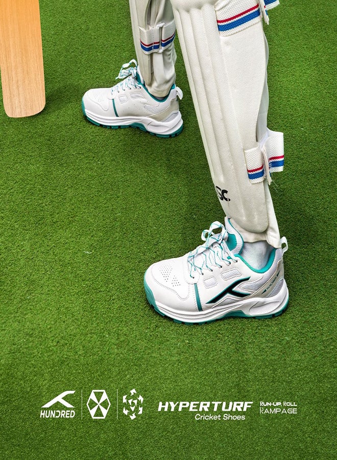 HUNDRED أحذية كريكيت هايبر تيرف - أبيض/أخضر فاتح - (Hkfs-4M023-1-11) - Image 2