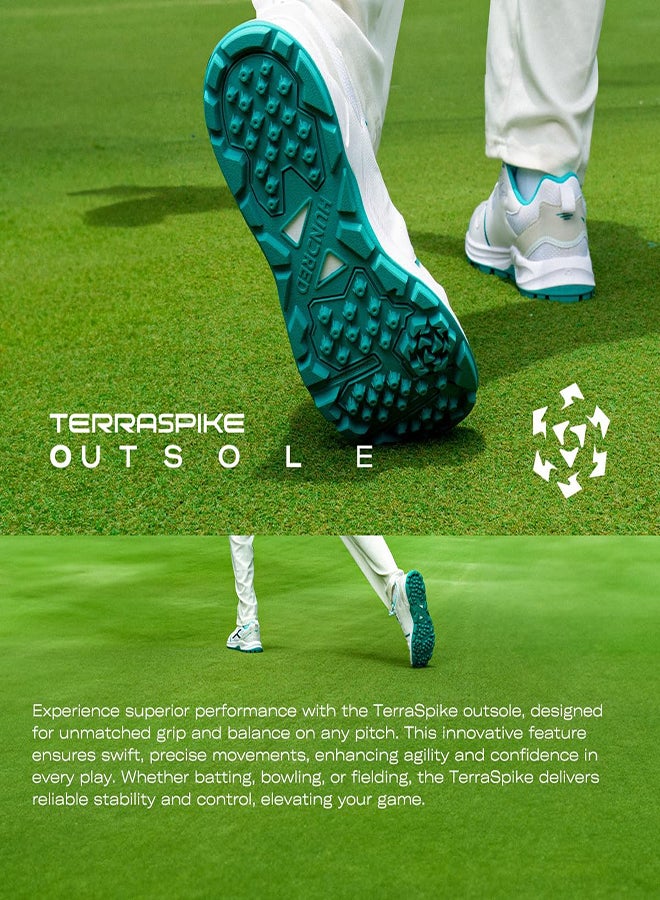 HUNDRED أحذية كريكيت هايبر تيرف - أبيض/أخضر فاتح - (Hkfs-4M023-1-11) - Image 4