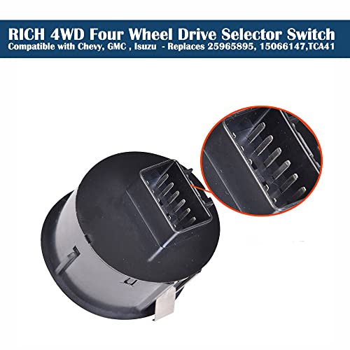 RICH AUTO Rich 4x4 Switch 4WD Four Wheel Drive Selector Switch Compatible with Chevy Trailbazer, GMC Envoy, Isuzu Ascender - Replaces 25965895, 901-064，901064，15066147, TCA41 - Image 4