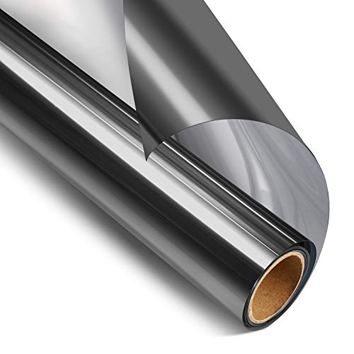 STATINT WINDOW FILMS STATINT Privacy Window Film One Way Mirror Glass Tint Heat Control Sun UV Blocking Sliding Door Tinting Reflective Static Cling for Home, Black-Silver, 17.5 Inch X 6.5 Feet - Image 1