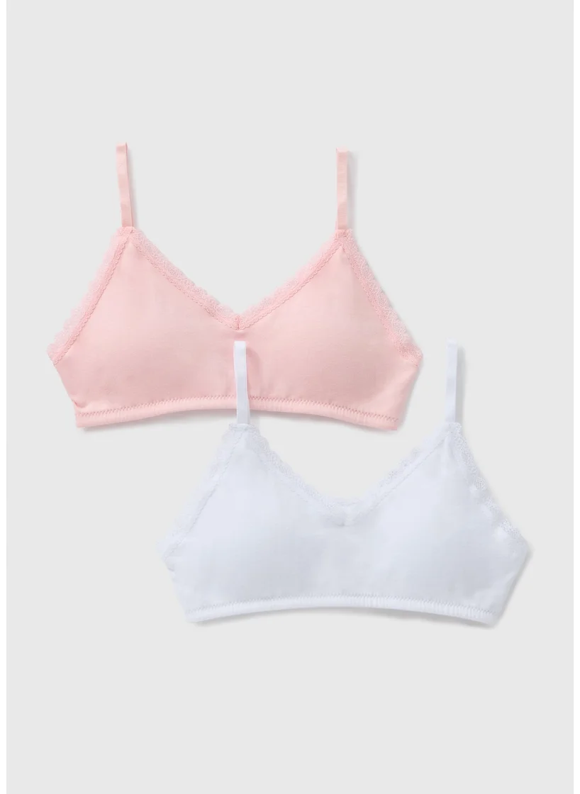 Matalan 2 Pack Girls Pink Padded Crop Tops