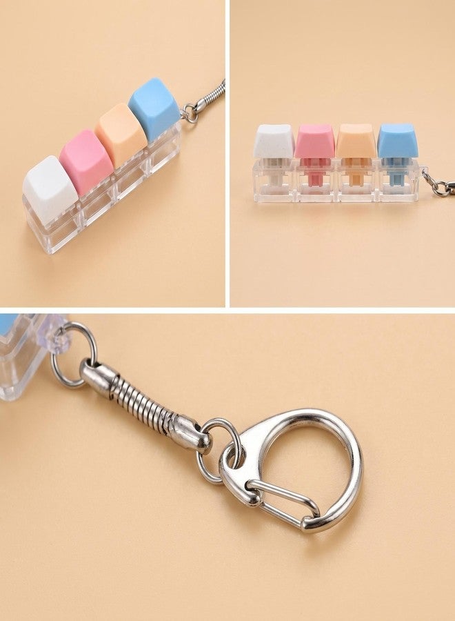 PIPITREE Keyboard Fidget Toys Keychain 2PCS Clicker Keyboard Fidget Toy Decompression Button Stress Relief Finger Clicker for Anxiety Quiet Clicky Sensory Toy for Adults Office (Macaron Colors) - Image 5