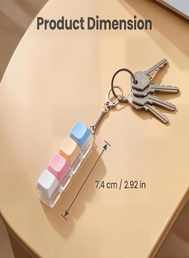 PIPITREE Keyboard Fidget Toys Keychain 2PCS Clicker Keyboard Fidget Toy Decompression Button Stress Relief Finger Clicker for Anxiety Quiet Clicky Sensory Toy for Adults Office (Macaron Colors) - Image 4