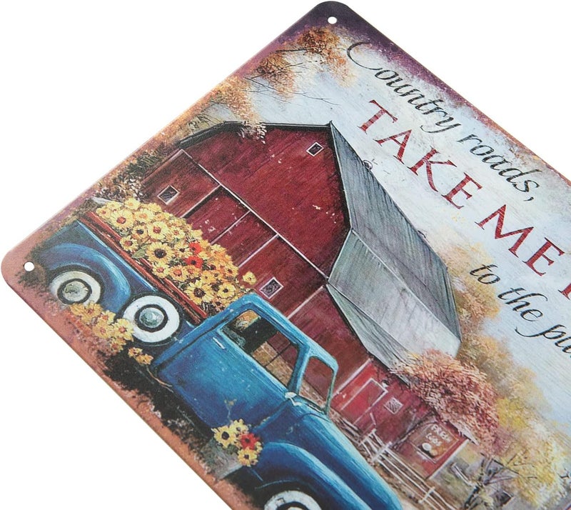 ERLOOD Country Roads Take Me Home to The Place I Belong Vintage Funny Home decor Tin Sign Retro Metal Bar Pub Poster8x12 - Image 2