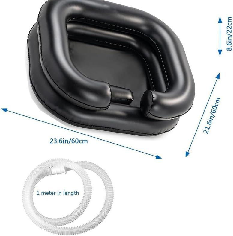 Samlomi Inflatable Shampoo Basin - Portable Hair Washing Bowl/Tub for Bedridden, Disabled,Injured, Elderly, Hair Washtub for Dreadlocks and at Home Sink Washing(Black) - Image 5