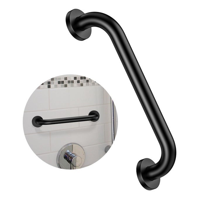 12 INCH STAINLESS STEEL SHOWER GRAB BAR OIL RUBBED BLACK SHOWER HANDLEBATHROOM BALANCE BARSAFETY HAND RAIL SUPPORT BAR FOR HANDICAP ELDERLY INJURYSENIOR ASSIST BARWALL CONCEALED MOUNT HANDLE