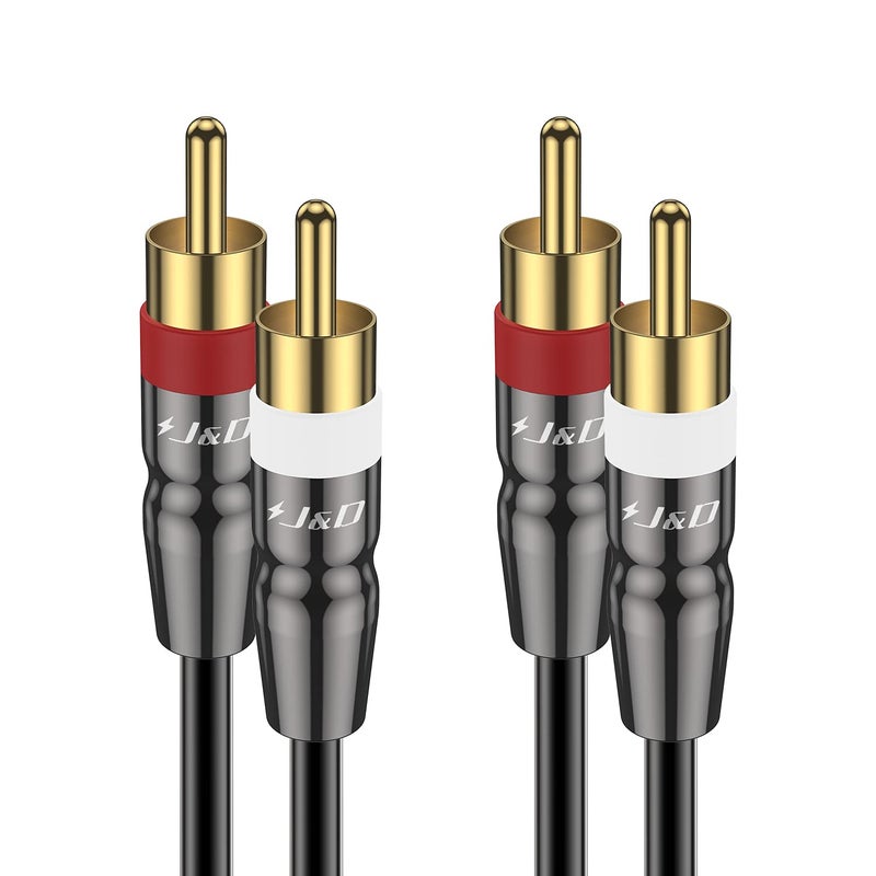 J&D RCA Cable, 2 RCA Male to Male Stereo Audio Cable, Gold-Plated Copper Shell, Heavy Duty, Compatible with Speaker, Amplifier, Subwoofer, 3 Feet - Image 1