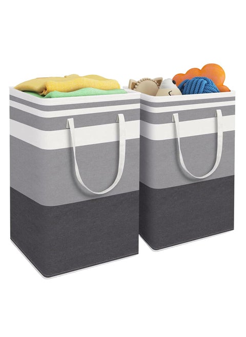 2-Pack Large Laundry Basket, 75L Collapsible Laundry Baskets with Easy Carry Handles, Waterproof, Freestanding Laundry Hamper for Clothes, Blankets, Cushions