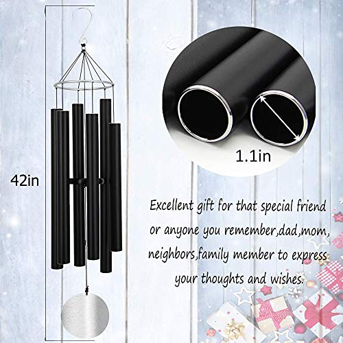Loving Basso Wind Chimes for Outside Large Deep Tone,42 Inch Windchimes Tuned Soothing Melodic Tones Memorial Gift for Mom Dad Grandma Loved One,Sympathy Wind Chimes Deep Tone for Outside Patio Garden Decor,Black - Image 4