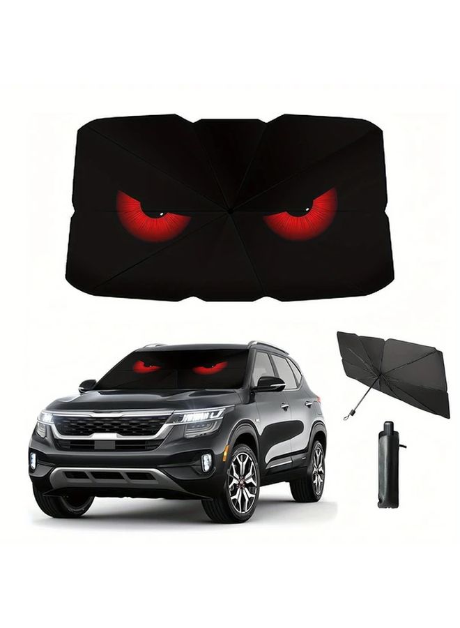 Red Eye Windshield Sun Shade Umbrella For Car Front Window Protection Against UV Rays And Heat Summer Accessories - Image 1
