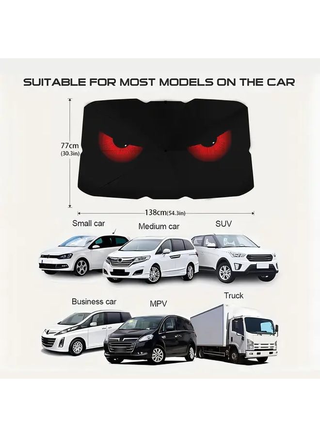 Red Eye Windshield Sun Shade Umbrella For Car Front Window Protection Against UV Rays And Heat Summer Accessories - Image 2