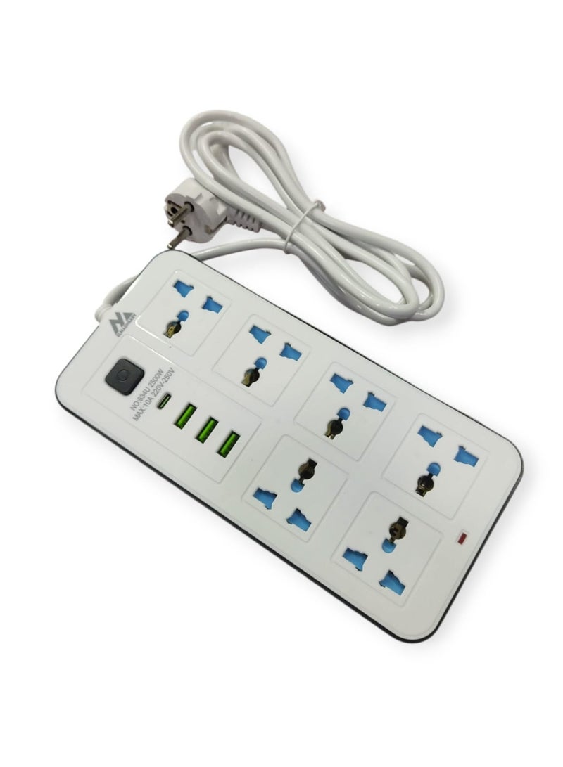 Electricity joint- 6 Ports - 3Usb -1 Type C  Max 2500w - Image 1