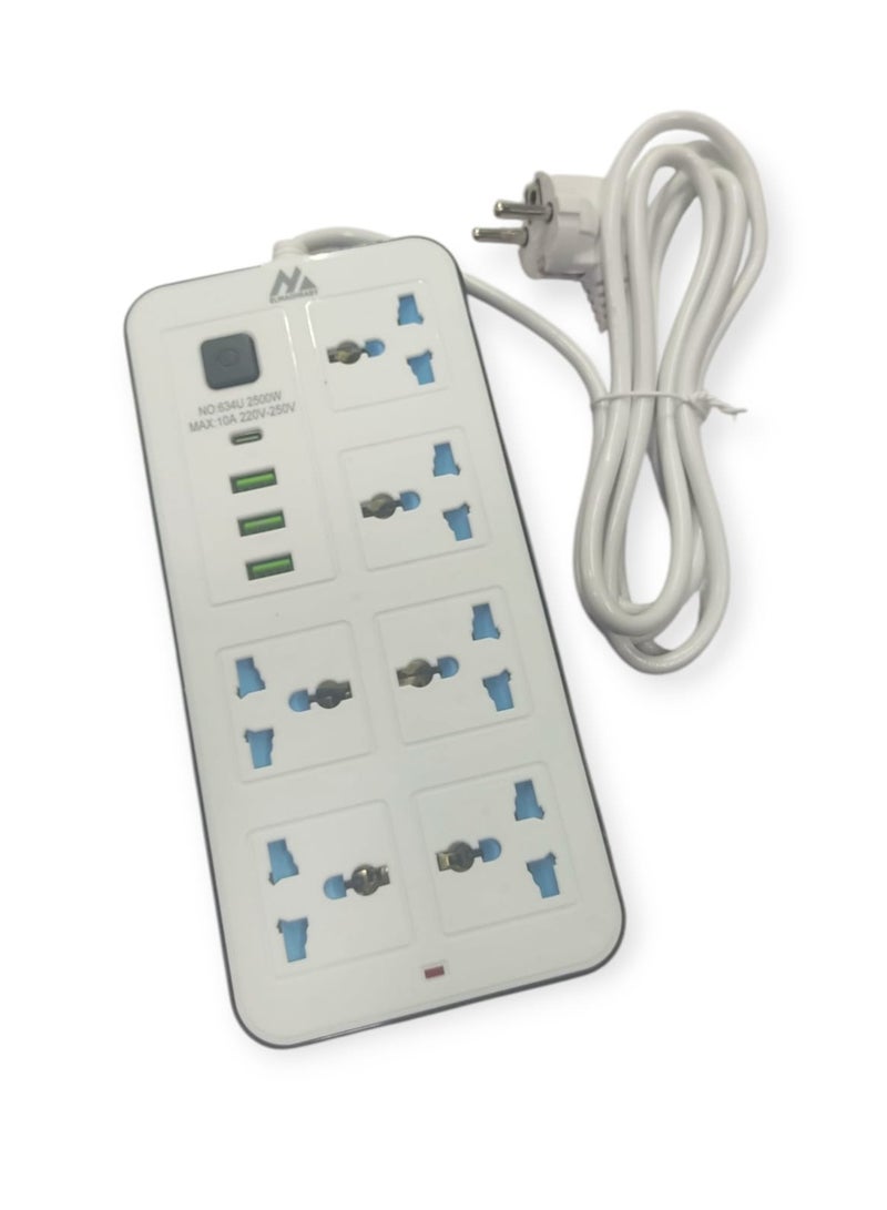 Electricity joint- 6 Ports - 3Usb -1 Type C  Max 2500w - Image 4