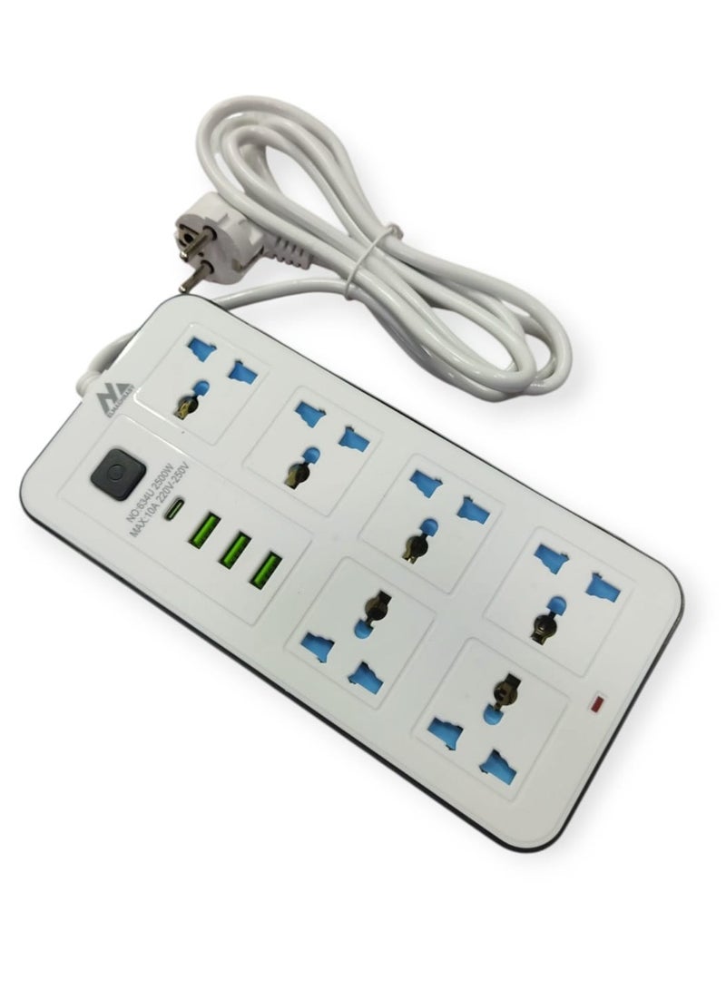 Electricity joint- 6 Ports - 3Usb -1 Type C  Max 2500w - Image 2