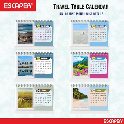ESCAPER Travel 2026 Desk Calendar – A5 Table Calendar Featuring World Destinations & Seven Wonders, Holiday Planner, New Year Gift for Travel Lovers - Image 2