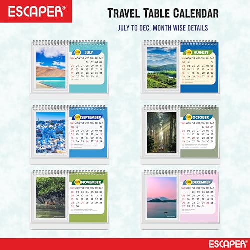 ESCAPER Travel 2026 Desk Calendar – A5 Table Calendar Featuring World Destinations & Seven Wonders, Holiday Planner, New Year Gift for Travel Lovers - Image 3