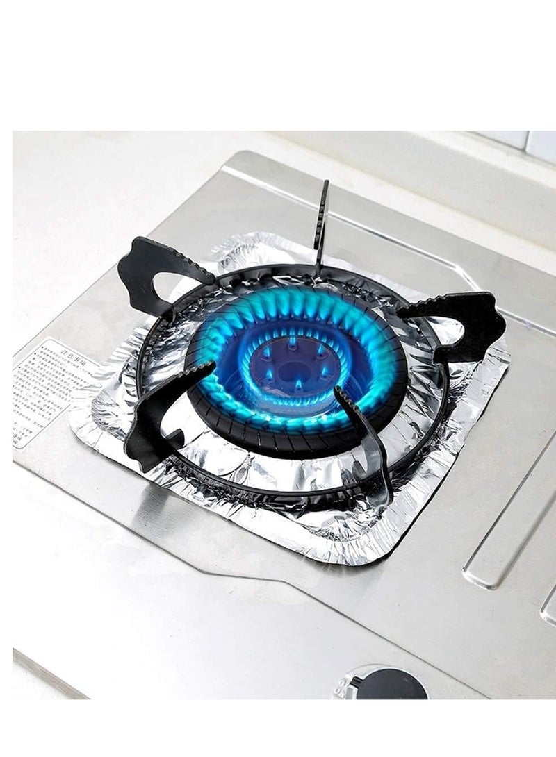 Gas Stove Liners 10pcs Aluminum Foil Covers Oil Proof Cleaning Pad Set - Image 3