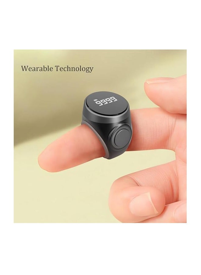 ريبنيو خاتم تسبيح ذكي مع منبه اهتزازي - تذكير بأوقات الصلاة، شاشة OLED لصلاة المسلمين، عداد تسبيح مقاوم للماء، تقنية قابلة للارتداء، أسود - 20 مم - Image 4