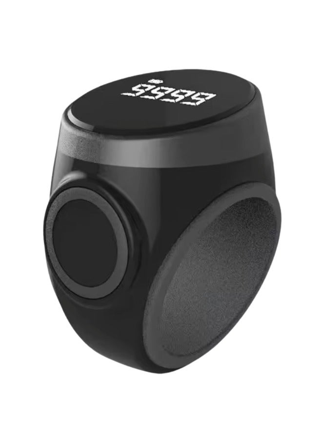 ريبنيو خاتم تسبيح ذكي مع منبه اهتزازي - تذكير بأوقات الصلاة، شاشة OLED لصلاة المسلمين، عداد تسبيح مقاوم للماء، تقنية قابلة للارتداء، أسود - 20 مم - Image 1