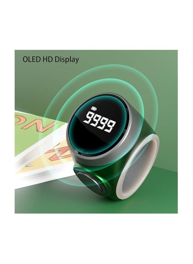 ريبنيو خاتم تسبيح ذكي مع منبه اهتزازي - تذكير بأوقات الصلاة، شاشة OLED لصلاة المسلمين، عداد تسبيح مقاوم للماء، تقنية قابلة للارتداء، أسود - 20 مم - Image 5