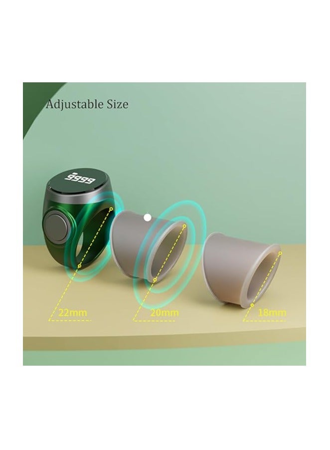 ريبنيو خاتم تسبيح ذكي مع منبه اهتزازي - تذكير بأوقات الصلاة، شاشة OLED لصلاة المسلمين، عداد تسبيح مقاوم للماء، تقنية قابلة للارتداء، أسود - 20 مم - Image 2