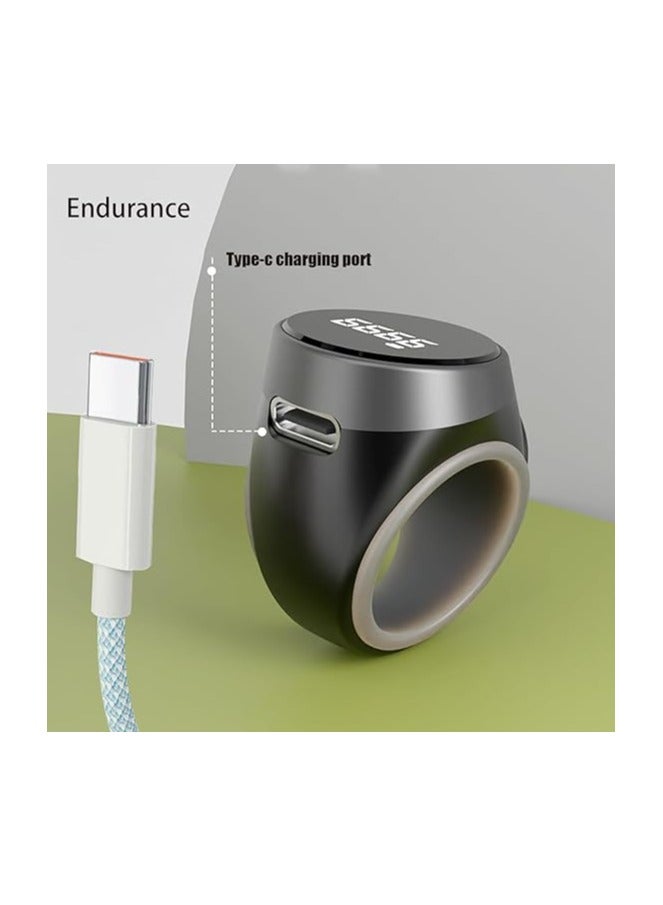 ريبنيو خاتم تسبيح ذكي مع منبه اهتزازي - تذكير بأوقات الصلاة، شاشة OLED لصلاة المسلمين، عداد تسبيح مقاوم للماء، تقنية قابلة للارتداء، أسود - 20 مم - Image 3