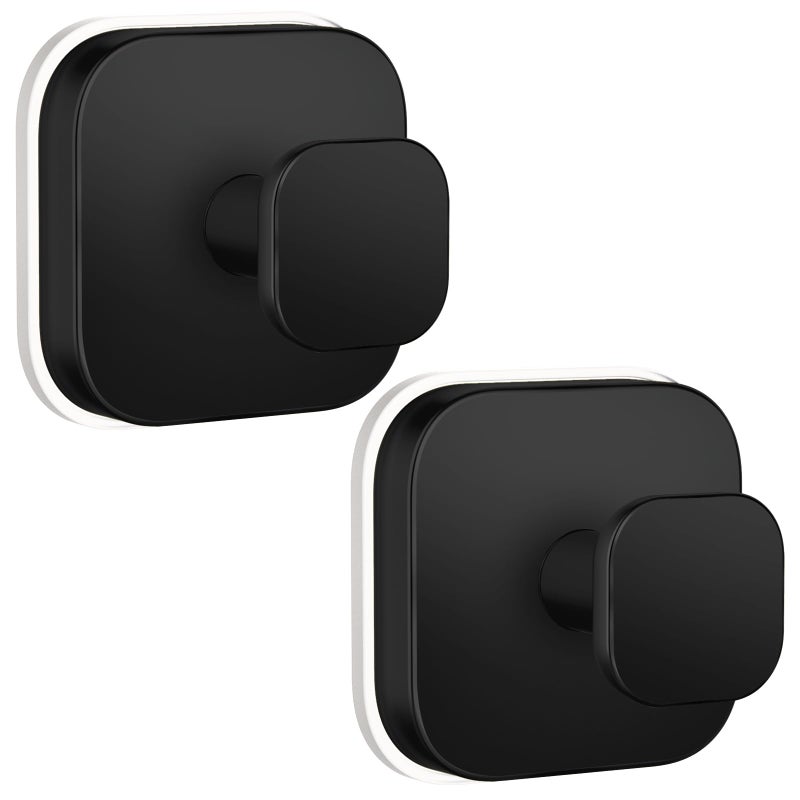 BKV Suction Cup Hooks for Shower,Heavy Duty Shower Hooks for Bathroom Wall,Glass Windows,Smooth Doors to Hang Towels,Robes,Coat,Reusable Suction Cup Wreath Hanger for Christmas Wreaths-Black(2 Pack) - Image 1