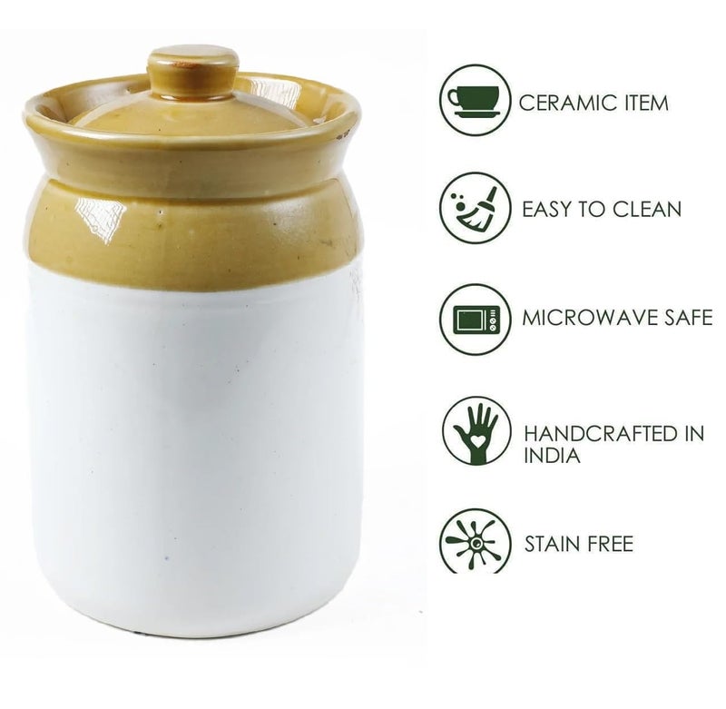 Mkd2 Rise Hand Painted Ceramic Pickle Jar With Lid - 2 Kg, 1 Pc for Kitchen Storage Container - Image 5