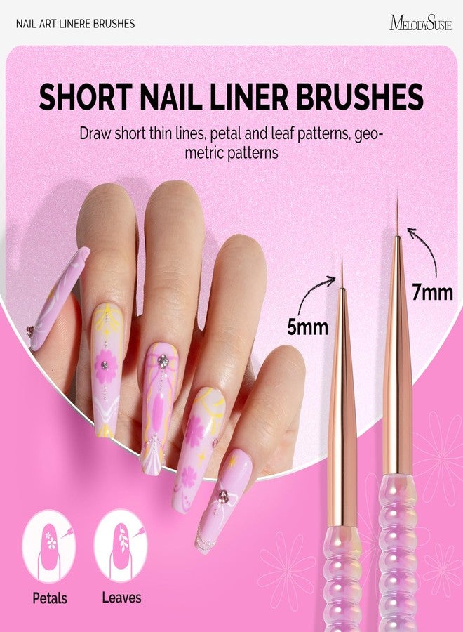 MelodySusie 5Pcs Nail Art Liner Brushes with Nail Brush Holder, Professional Gel Polish Painting Art Design Pen for Thin Long Lines, Tiny Details, Fine Drawing, Delicate Coloring Sizes 5/7/9/11/20mm - Image 3