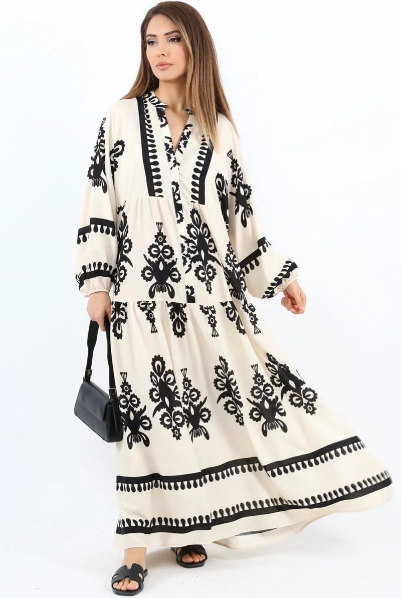 Ritnice Printed Tiered Maxi Dress