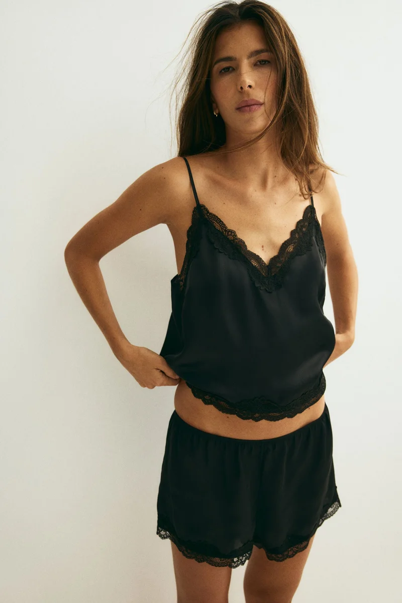 H&M Lace-trimmed satin pyjamas
