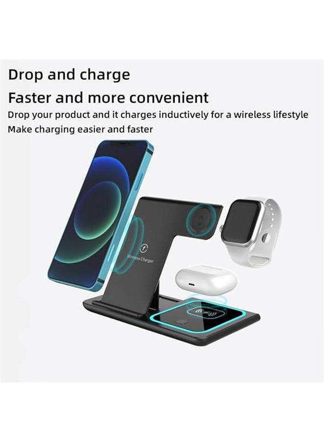 General 3-in-1 Wireless Charging Station – Fast Charging, Multi-Device, Apple Watch, iPhone Devices, Samsung Devices, Huawei Devices, Watch Compatible Wireless Charger, Black  - Image 4
