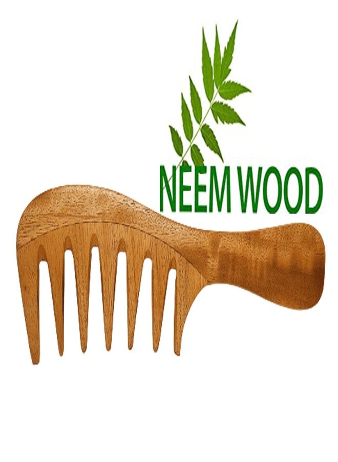 Rufiys Neem Wooden Comb for Women Hair Growth Detangle Anti Dandruff Scalp Massage WIde Tooth Neem Wood Wide Tooth Comb for Curly Hair - Image 2