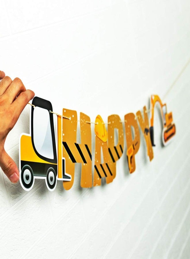 FIGEPO 3 Packs Construction Happy Birthday Banner and Vehicle Truck Garland, Construction Party Supplies Decoration Set for Birthday Party, Baby Show - Image 3