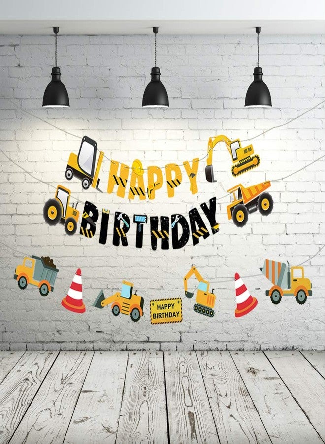FIGEPO 3 Packs Construction Happy Birthday Banner and Vehicle Truck Garland, Construction Party Supplies Decoration Set for Birthday Party, Baby Show - Image 5