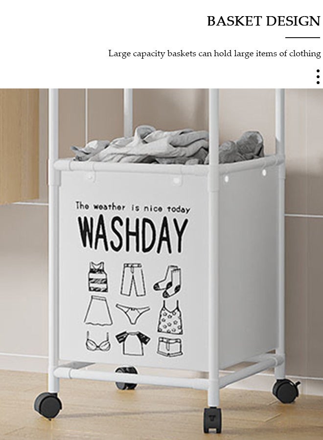 DUNISO Laundry Basket with 3 Tier Storage Shelf,Laundry Hamper with Wheels,Laundry Sort with Divided Bag for Laundry Room, Bathroom, Bedroom, Dorm, 42*32*130cm - Image 4