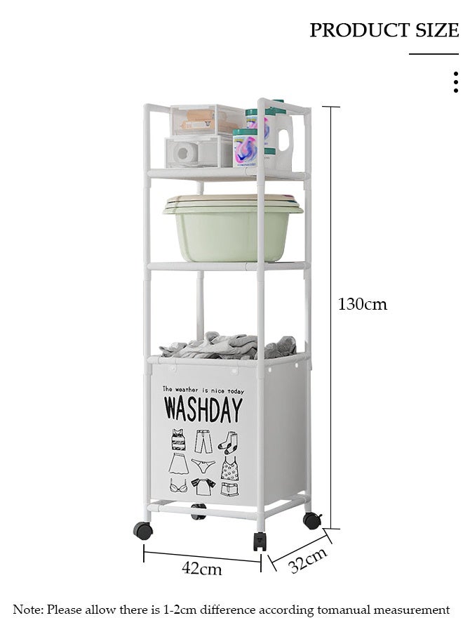 DUNISO Laundry Basket with 3 Tier Storage Shelf,Laundry Hamper with Wheels,Laundry Sort with Divided Bag for Laundry Room, Bathroom, Bedroom, Dorm, 42*32*130cm - Image 2