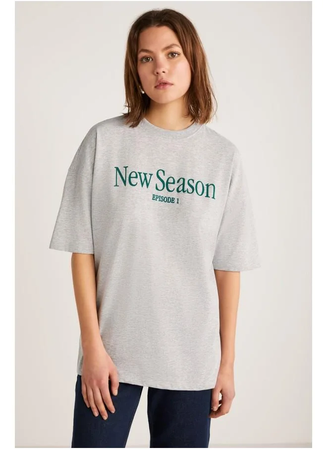 GRIMELANGE Grimelange Nephele Women's Front Printed Mélange T-Shirt