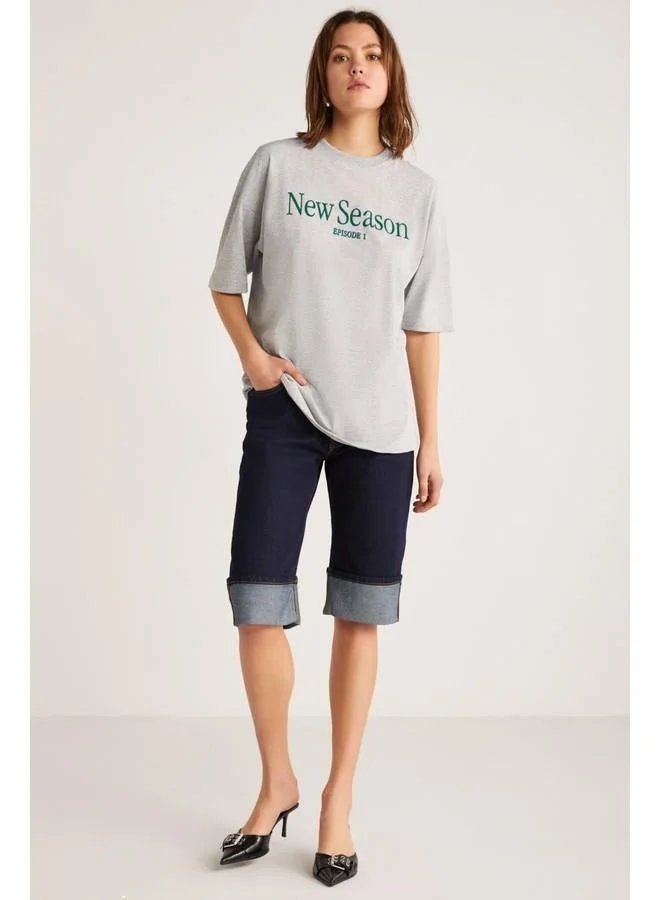 GRIMELANGE Grimelange Nephele Women's Front Printed Mélange T-Shirt